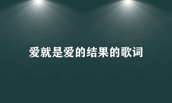 爱就是爱的结果的歌词