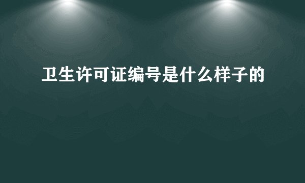 卫生许可证编号是什么样子的