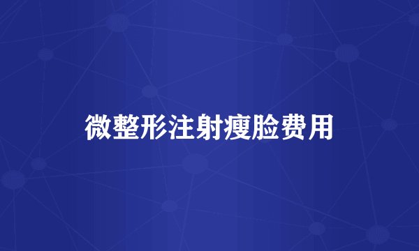 微整形注射瘦脸费用