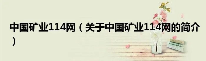 中国矿业114网（关于中国矿业114网的简介）