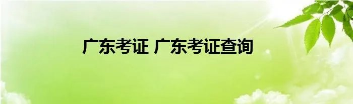 广东考证 广东考证查询