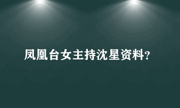 凤凰台女主持沈星资料？