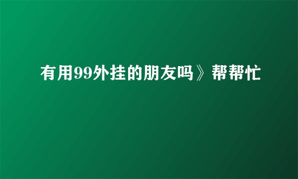 有用99外挂的朋友吗》帮帮忙