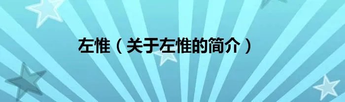 左惟（关于左惟的简介）