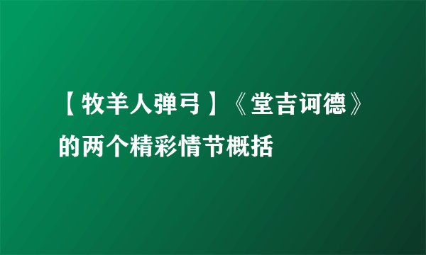 【牧羊人弹弓】《堂吉诃德》的两个精彩情节概括
