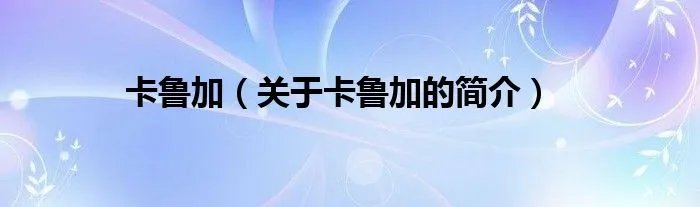 卡鲁加（关于卡鲁加的简介）