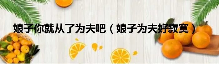 娘子你就从了为夫吧（娘子为夫好寂寞）
