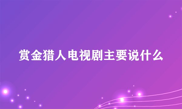 赏金猎人电视剧主要说什么