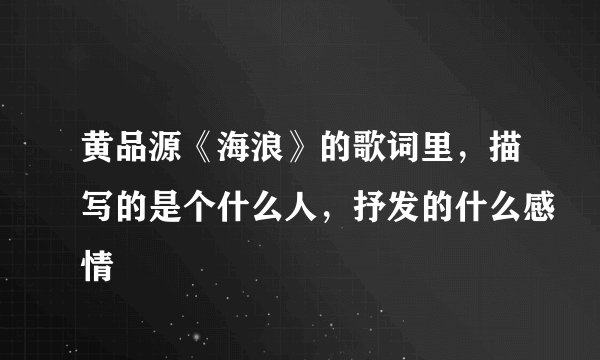 黄品源《海浪》的歌词里，描写的是个什么人，抒发的什么感情