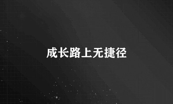 成长路上无捷径