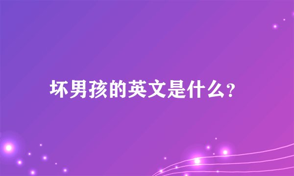 坏男孩的英文是什么？