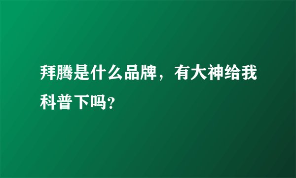 拜腾是什么品牌,有大神给我科普下吗?