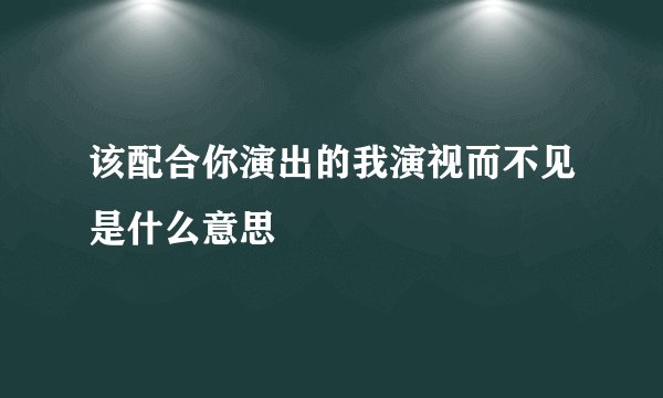 该配合你演出的我演视而不见是什么意思