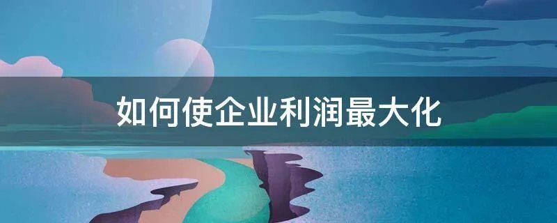如何使企业利润最大化