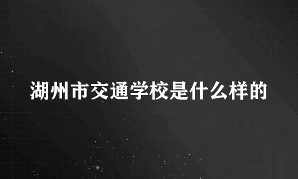 湖州市交通学校是什么样的