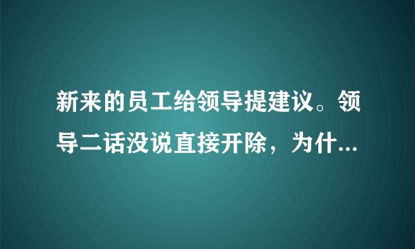 新来的员工给领导提建议。领导二话没说直接开除，为什么呢？怎么说