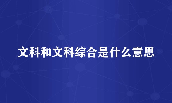 文科和文科综合是什么意思