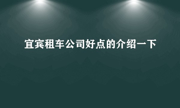 宜宾租车公司好点的介绍一下