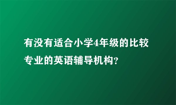 有没有适合小学4年级的比较专业的英语辅导机构？