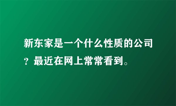 新东家是一个什么性质的公司？最近在网上常常看到。