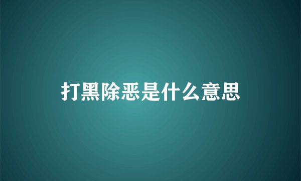 打黑除恶是什么意思