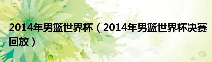 2014年男篮世界杯(2014年男篮世界杯决赛回放)