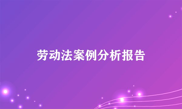 劳动法案例分析报告