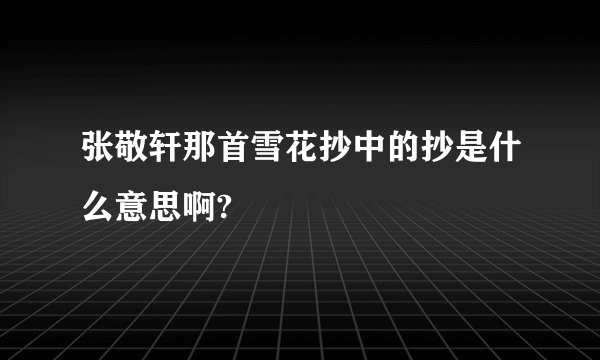 张敬轩那首雪花抄中的抄是什么意思啊?