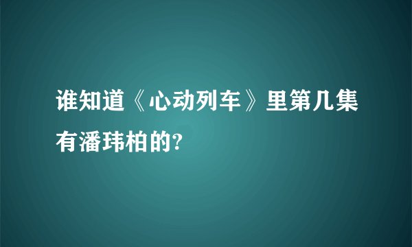 谁知道《心动列车》里第几集有潘玮柏的?