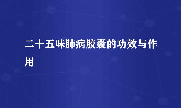 二十五味肺病胶囊的功效与作用