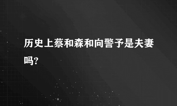 历史上蔡和森和向警予是夫妻吗?