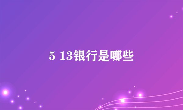 5 13银行是哪些