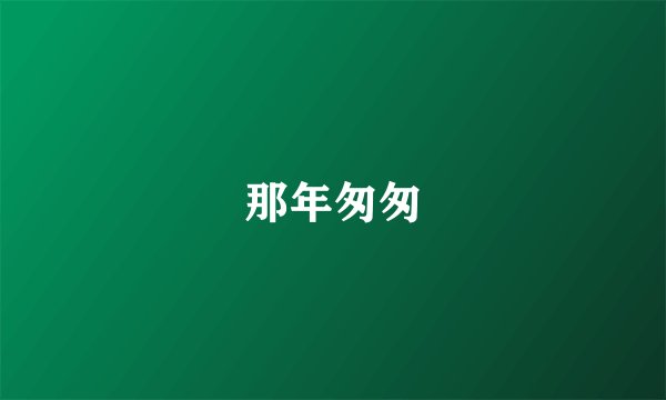 那年匆匆
