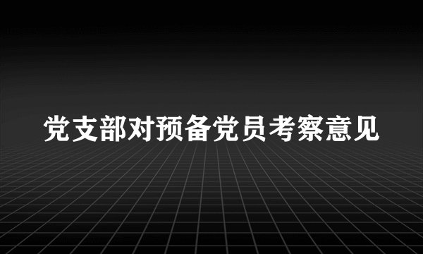 党支部对预备党员考察意见
