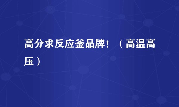 高分求反应釜品牌！（高温高压）