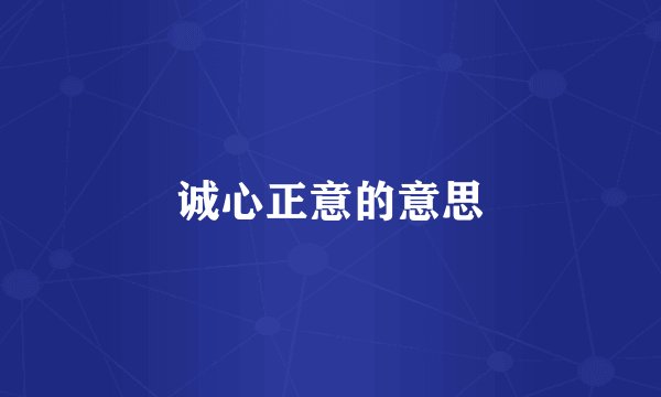 诚心正意的意思