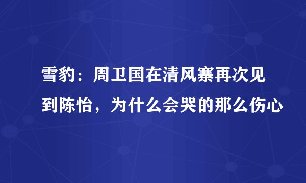 雪豹：周卫国在清风寨再次见到陈怡，为什么会哭的那么伤心