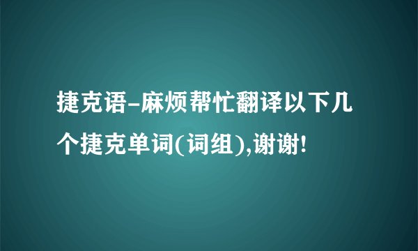 捷克语-麻烦帮忙翻译以下几个捷克单词(词组),谢谢!