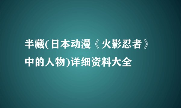 半藏(日本动漫《火影忍者》中的人物)详细资料大全