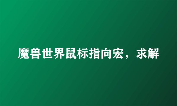 魔兽世界鼠标指向宏，求解