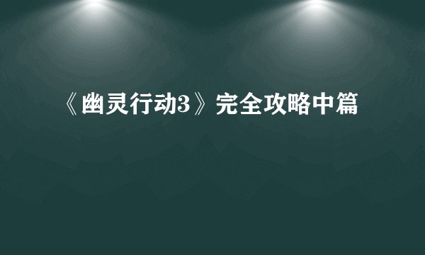 《幽灵行动3》完全攻略中篇