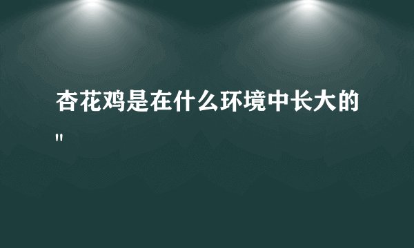 杏花鸡是在什么环境中长大的