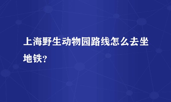 上海野生动物园路线怎么去坐地铁？