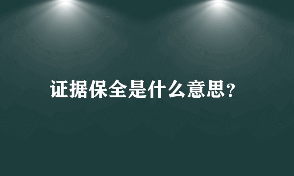 证据保全是什么意思？