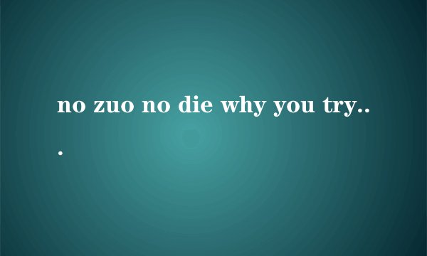 no zuo no die why you try等，后面还有两句的，是什么意思
