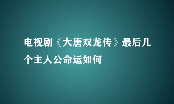 电视剧《大唐双龙传》最后几个主人公命运如何