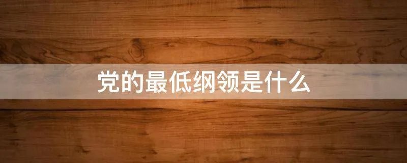 党的最低纲领是什么