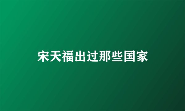 宋天福出过那些国家