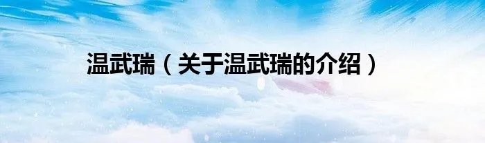 温武瑞（关于温武瑞的介绍）