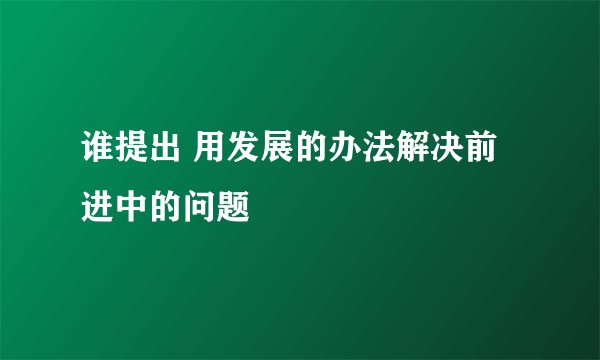 谁提出 用发展的办法解决前进中的问题